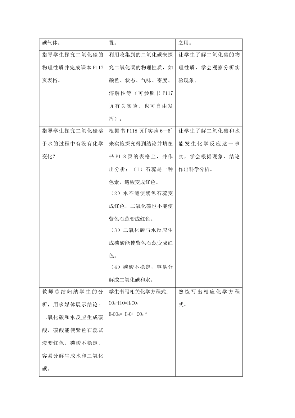 2013年秋九年级化学上册 第六单元 碳和碳的氧化物 课题3 二氧化碳和一氧化碳（第2课时）教案 （新版）新人教版_第2页