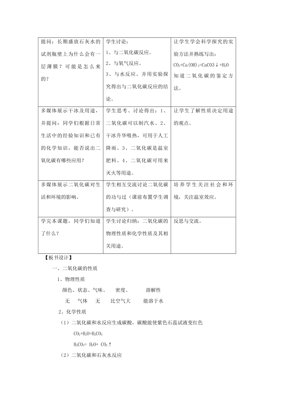 2013年秋九年级化学上册 第六单元 碳和碳的氧化物 课题3 二氧化碳和一氧化碳（第2课时）教案 （新版）新人教版_第3页