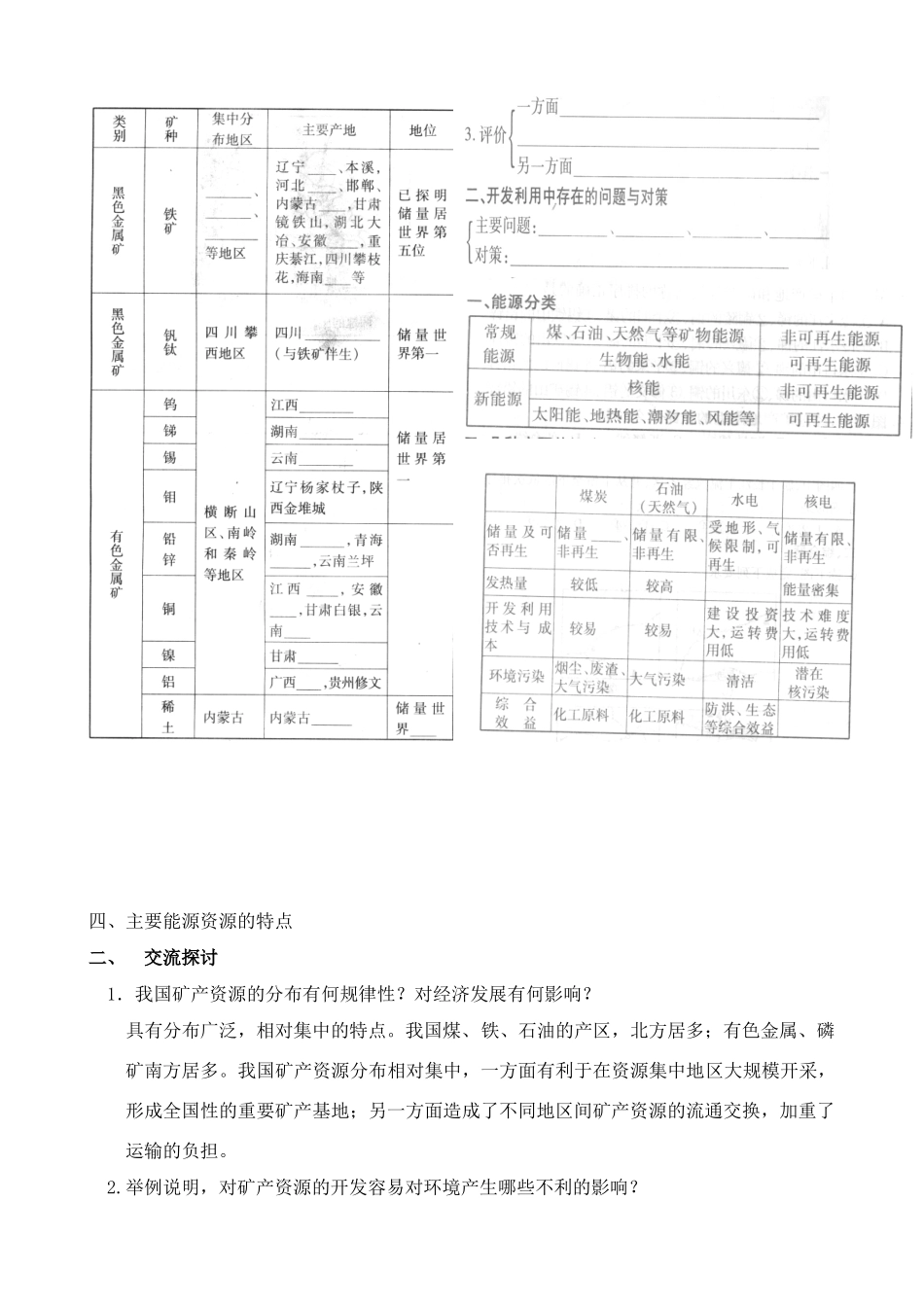 八年级地理上册 第六单元非能源矿产与能源（35）学案　人教旧大纲版_第2页