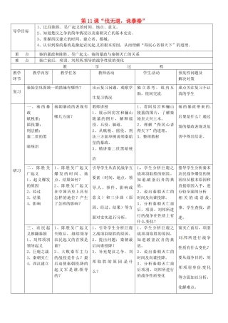 吉林省通化市外国语中学七年级历史上册 第11课“伐无道，诛暴秦”导学案 新人教版