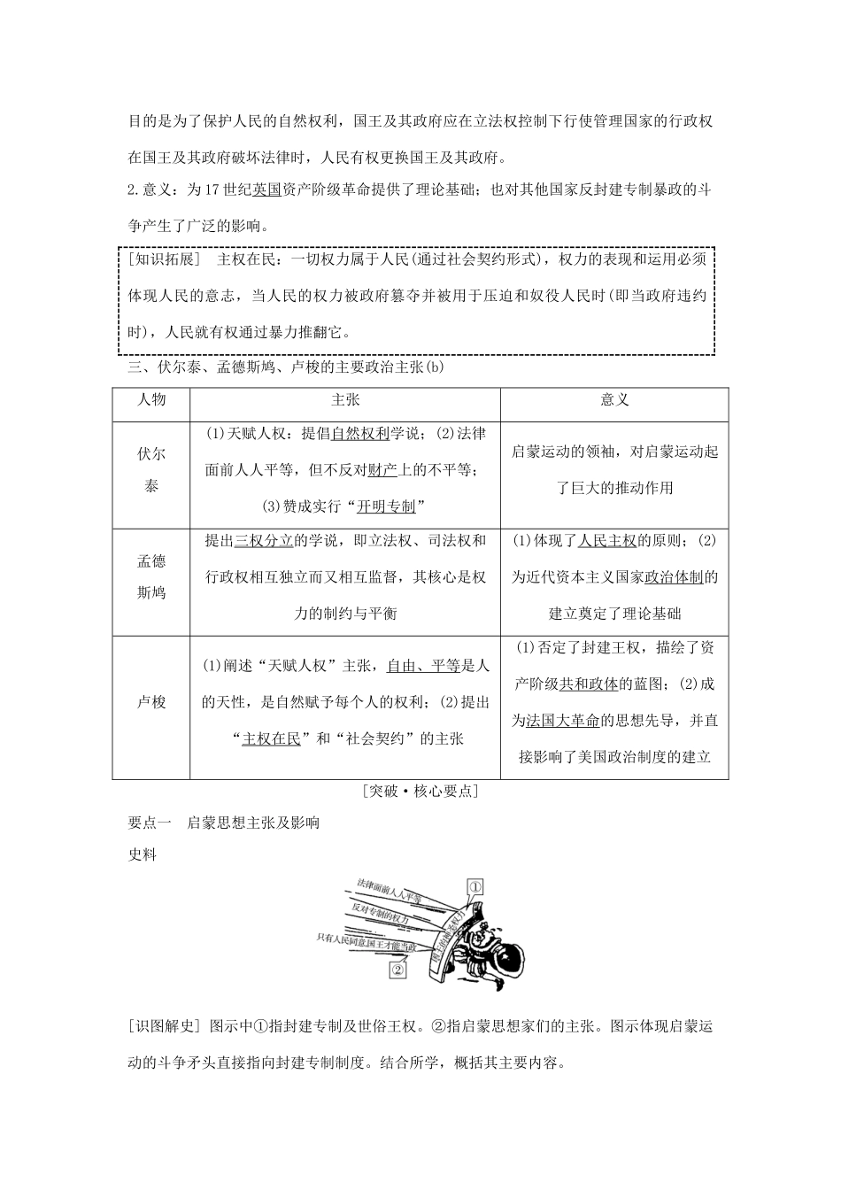 （浙江专版）高考历史大一轮复习 专题十五 西方人文精神的起源与发展 第35讲 启蒙运动学案-人教版高三全册历史学案_第2页