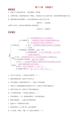 （毕节专版）九年级物理全册 第13章 内能复习学案 （新版）新人教版-（新版）新人教版初中九年级全册物理学案