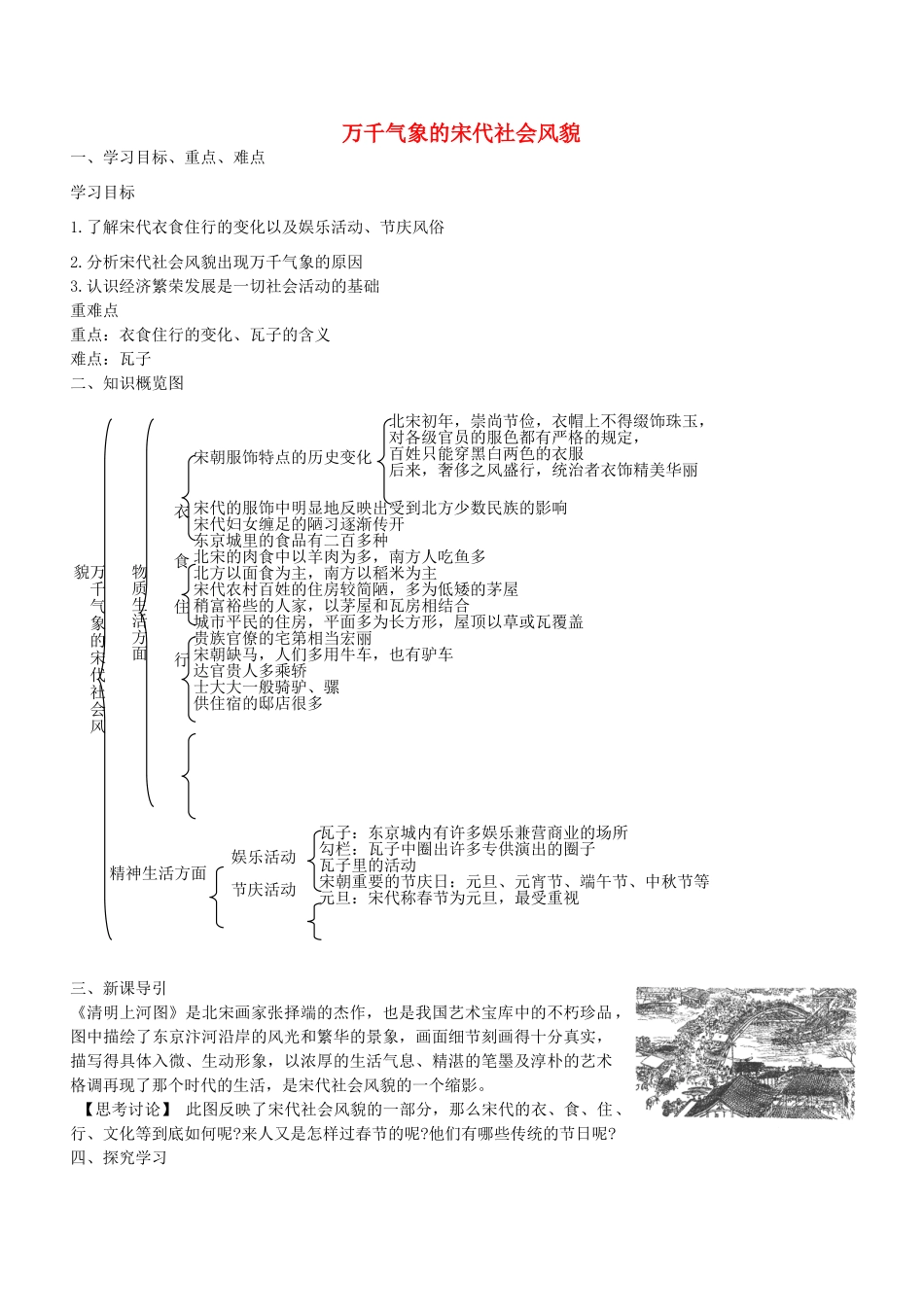 学优练七年级历史下册 第11课 万千气象的宋代社会风貌学案 新人教版-新人教版初中七年级下册历史学案_第1页