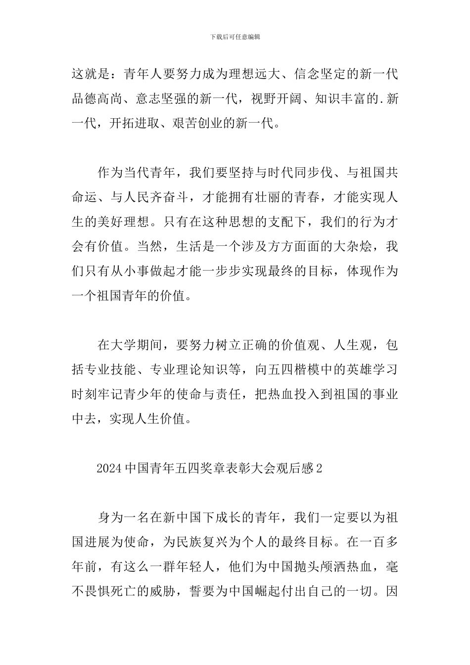 2024中国青年五四奖章表彰大会观后感五篇_第2页