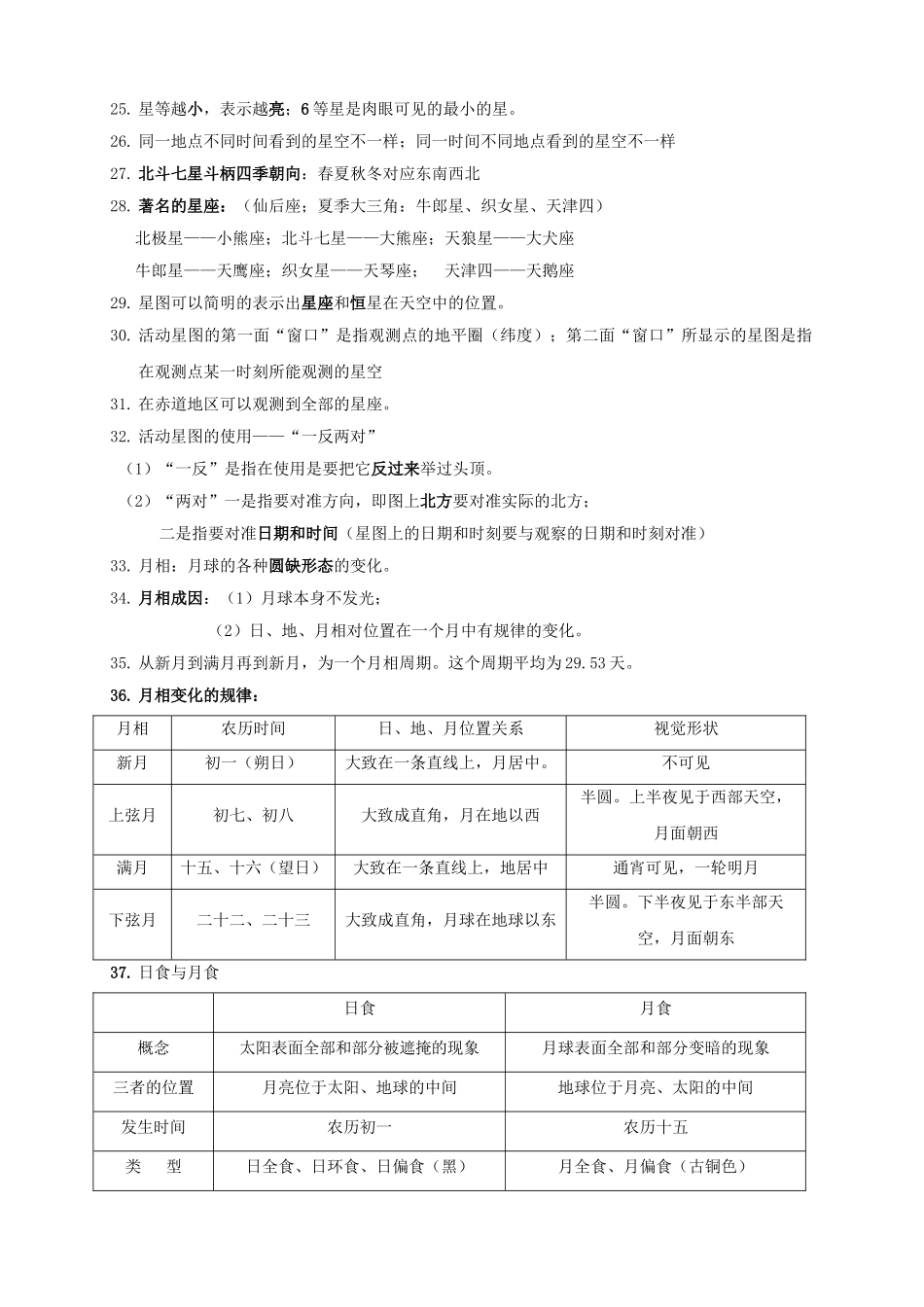 七年级科学上：第3章 地球与宇宙复习学案无答案）浙教版_第3页
