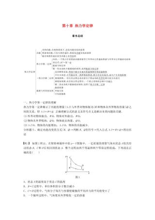 高中物理 第十章 热力学定律章末总结学案 新人教版选修3-3-新人教版高二选修3-3物理学案