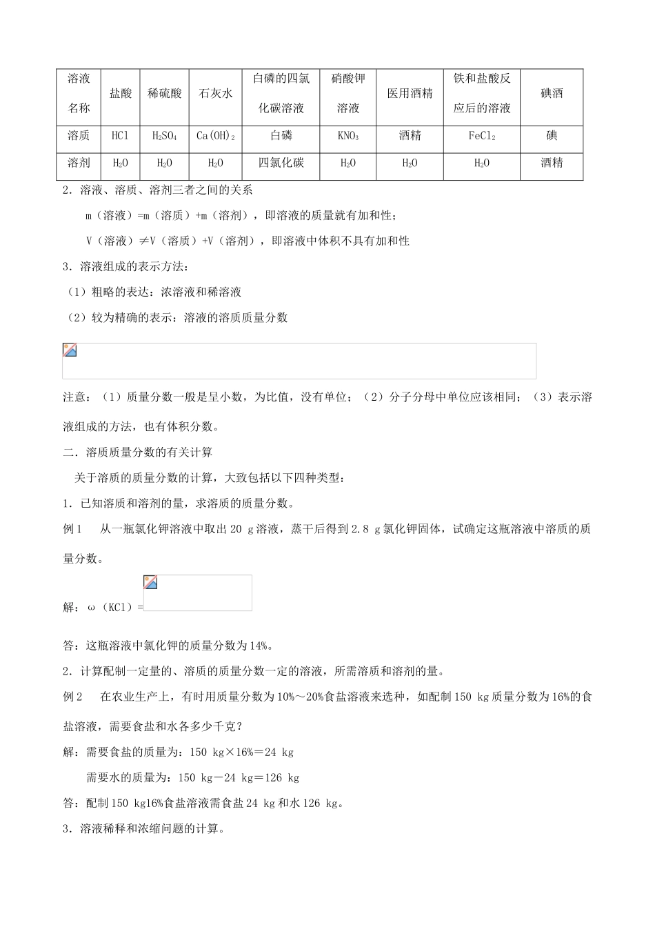 沪教版九年级化学溶液组成的表示2_第2页