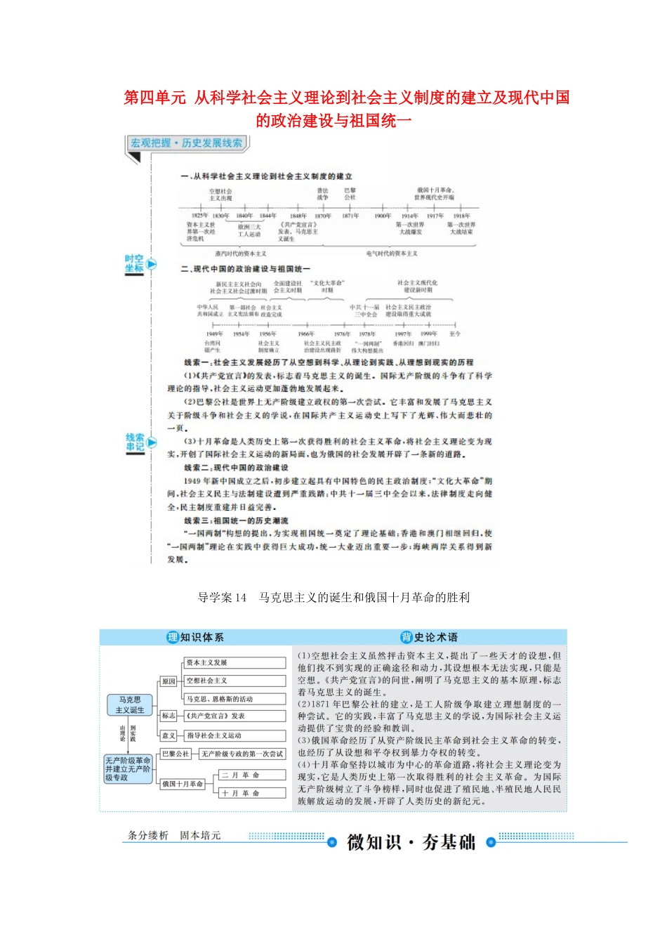 （赢在微点）高考历史总复习 14 马克思主义的诞生和俄国十月革命的胜利导学案（含解析）新人教版-新人教版高三全册历史学案_第1页