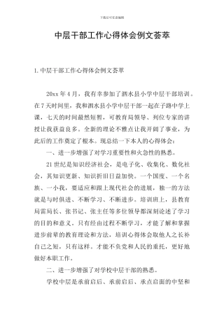 中层干部工作心得体会例文荟萃