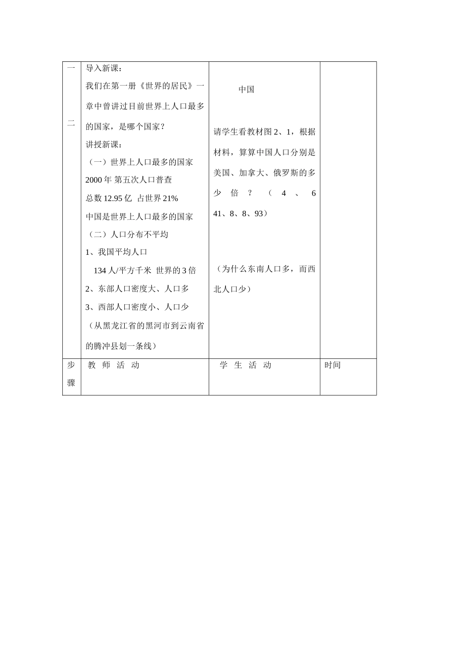 八年级地理上册：第一章第三节 中国的人口（学案）湘教版_第2页