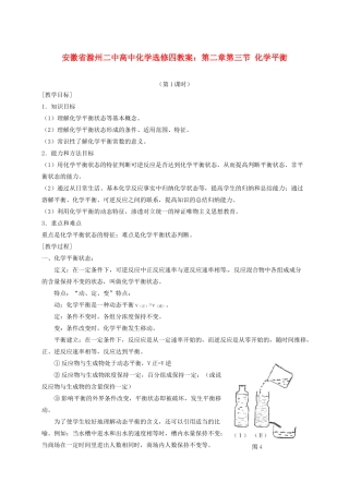 安徽省滁州二中高中化学 第二章第三节 化学平衡教案 新人教版选修4