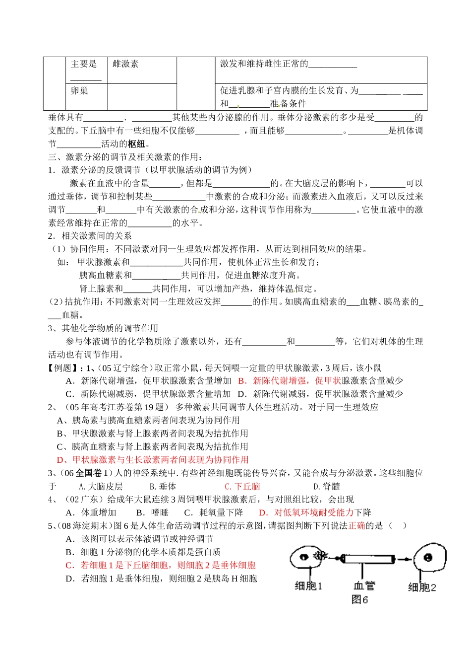 高中生物 体液调节 学案浙科版必修3_第2页