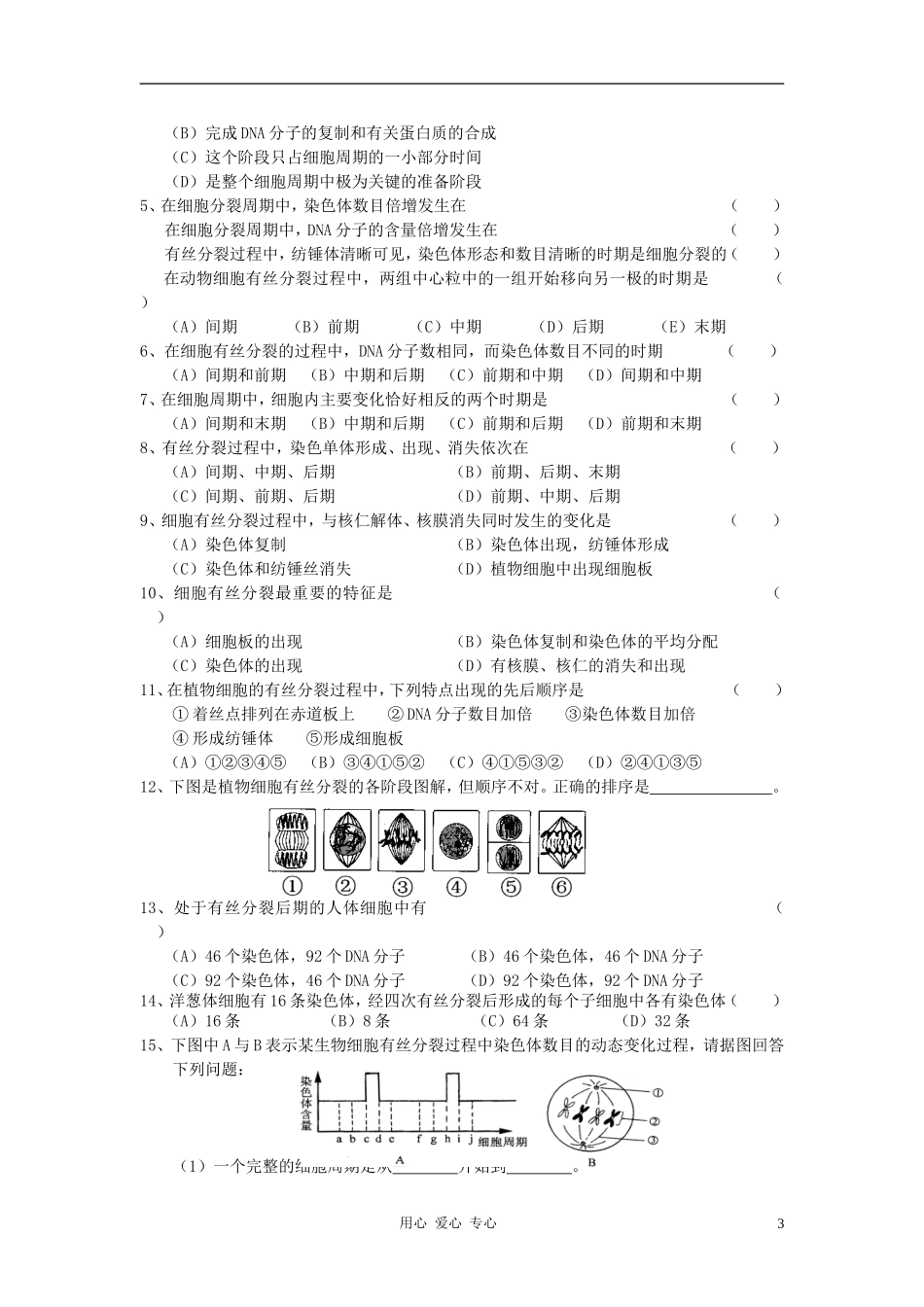 高中生物《细胞的增殖》学案4 中图版必修1_第3页