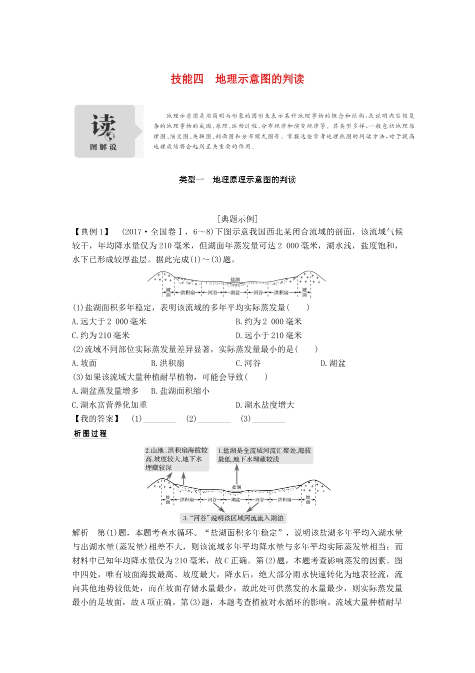 高考地理二轮专题复习 第一部分 学科技能培养 技能四 地理示意图的判读学案-人教版高三全册地理学案_第1页