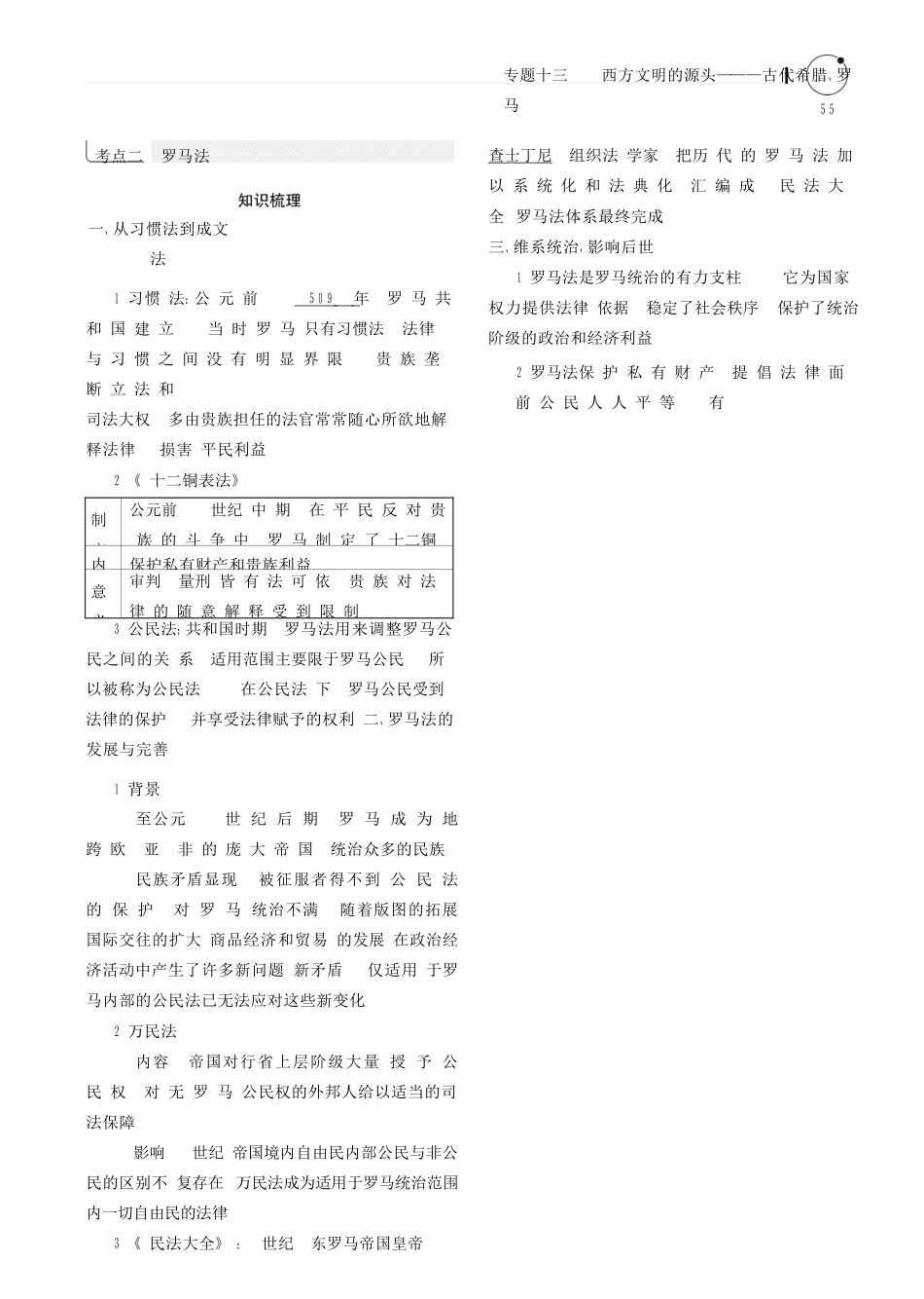 （全国通史版）高考历史总复习 专题十三 西方文明的源头——古代希腊、罗马学案-人教版高三全册历史学案_第3页