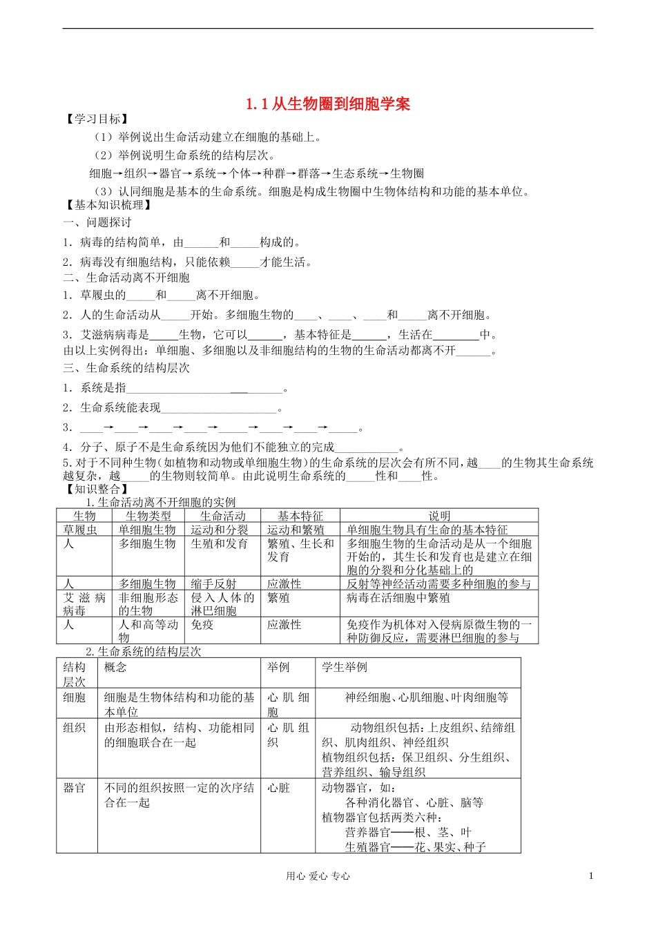 高中生物《从生物圈到细胞》学案2 新人教版必修1_第1页