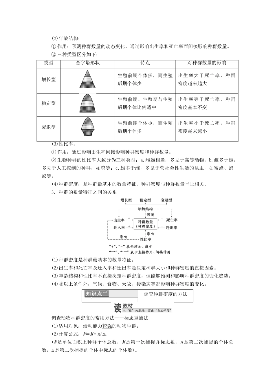 高中生物 第四章 种群 第一节 种群的特征学案 浙科版必修3-浙科版高一必修3生物学案_第3页