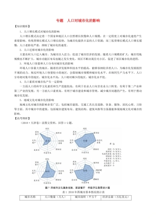高考地理二轮复习微专题要素探究与设计 专题6.3 人口对城市化的影响学案-人教版高三全册地理学案