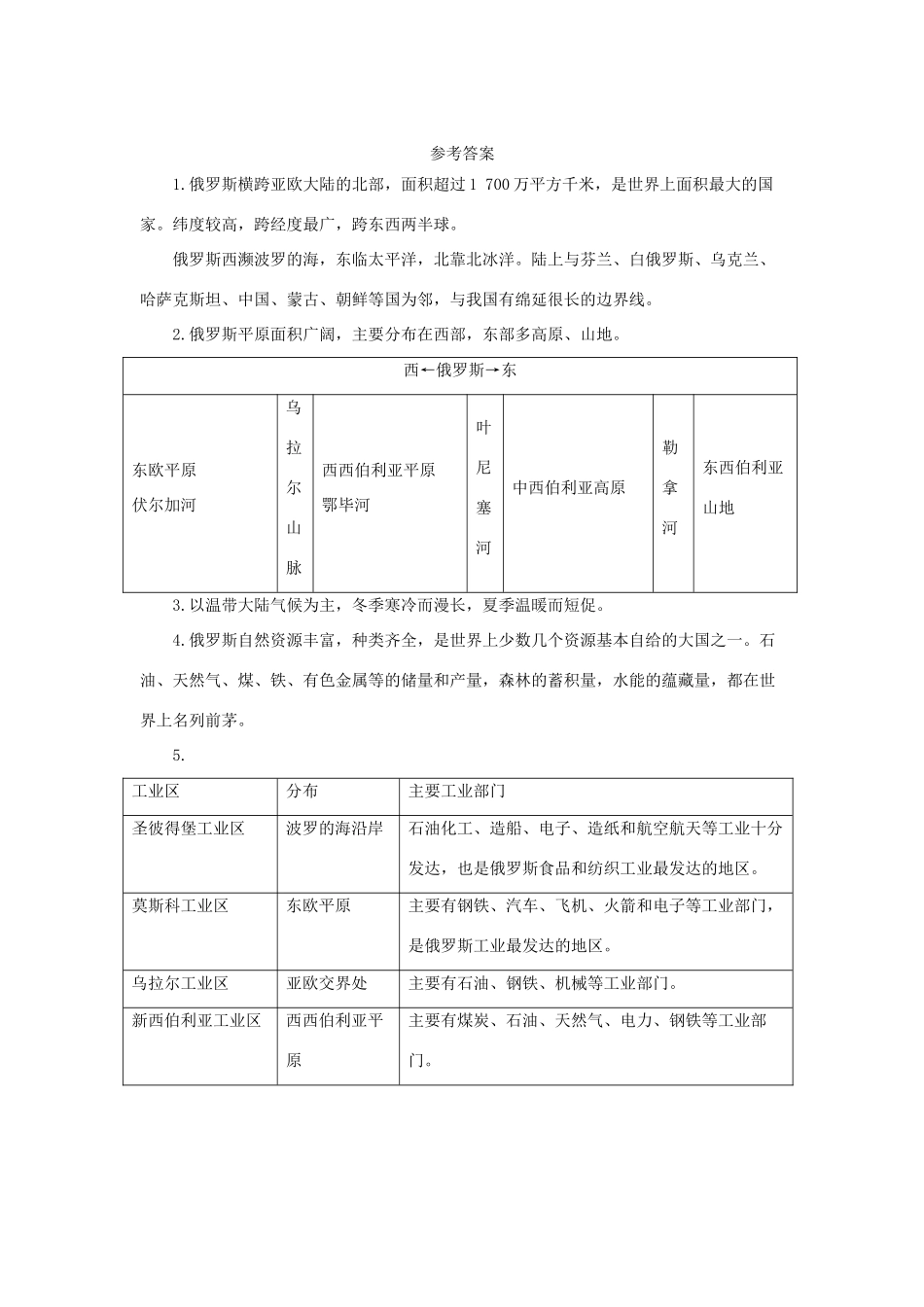 中考地理一轮复习 俄罗斯的位置、资源与工业导学案-人教版初中九年级全册地理学案_第2页