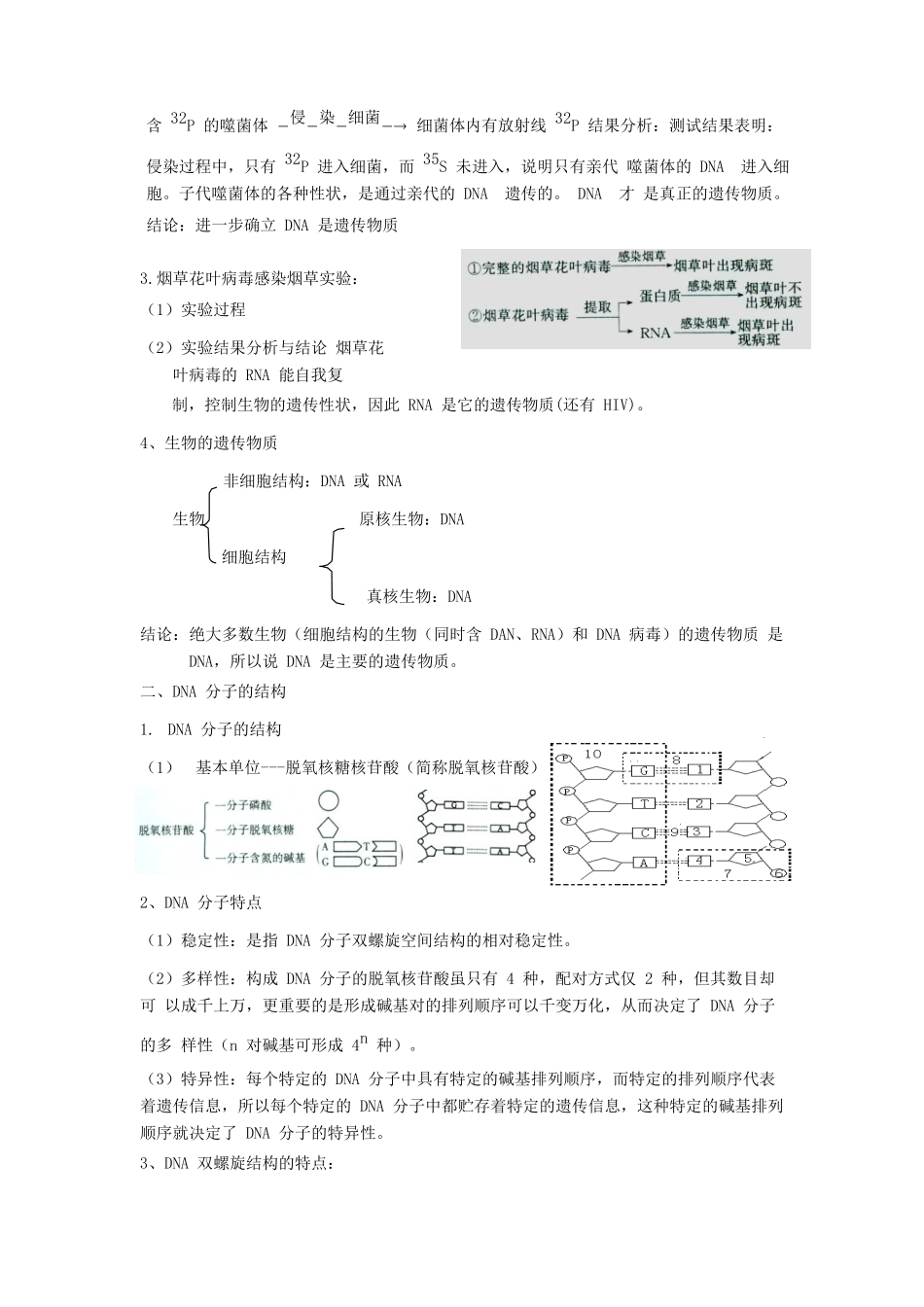高中生物学业水平测试复习 第9讲 基因的本质学案-人教版高二全册生物学案_第2页