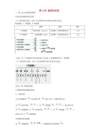 高中生物学业水平测试复习 第9讲 基因的本质学案-人教版高二全册生物学案