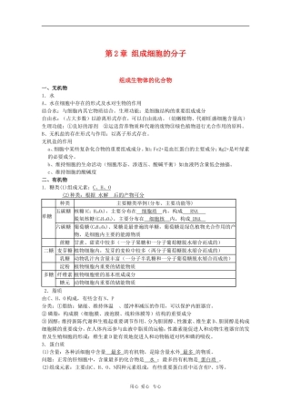 高中生物：第2章《组成细胞的分子》学案（新人教版必修1）