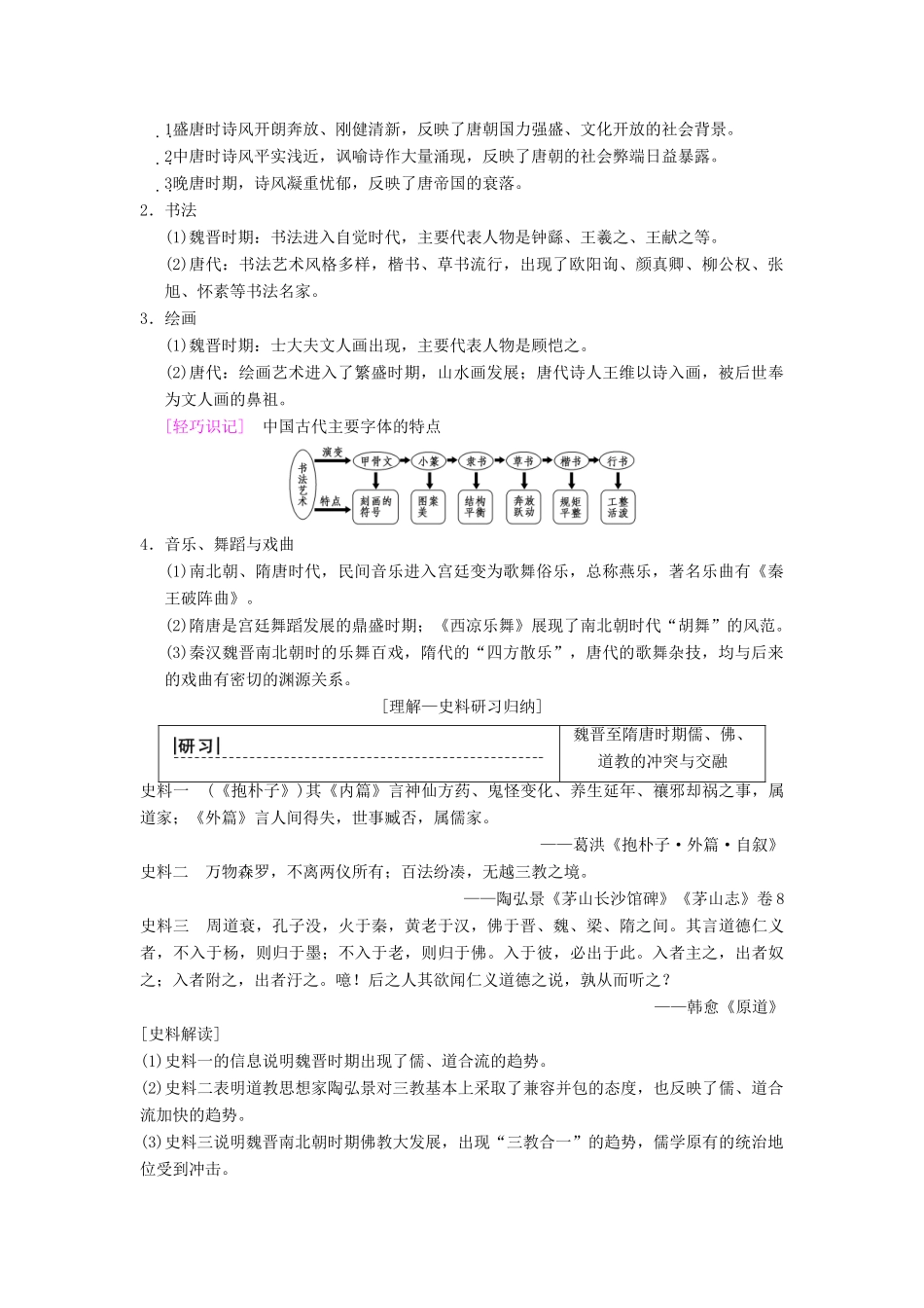 （通史版通用）高考历史一轮总复习 第1部分 中国古代史 第2单元 第5讲 魏晋至宋元时期的思想与科技文化的辉煌学案-人教版高三全册历史学案_第2页
