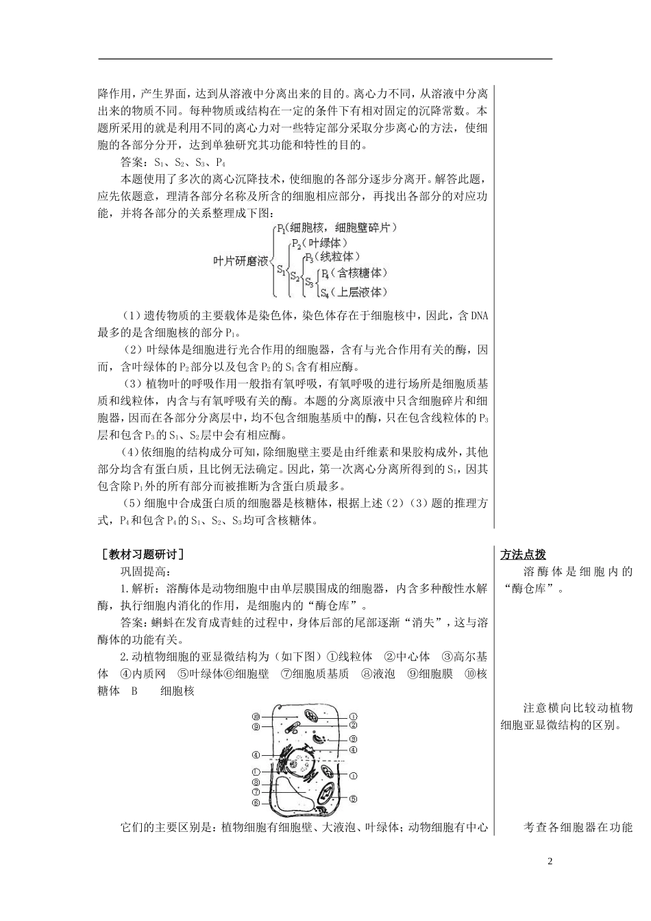 高中生物《细胞的基本结构》学案6 中图版必修1_第2页