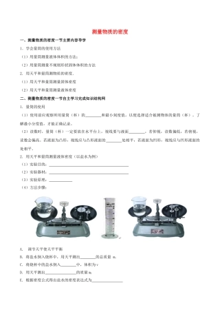 八年级物理上册 专题六 质量与密度 第3节 测量物质的密度导学案 （新版）新人教版-（新版）新人教版初中八年级上册物理学案