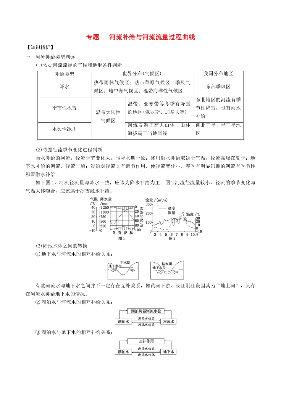 高考地理二轮复习微专题要素探究与设计 专题3.5 河流补给类型与流量学案-人教版高三全册地理学案_第1页