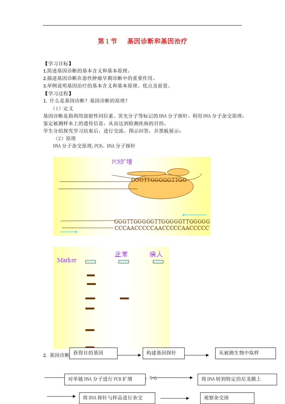 高中生物：1.2 基因诊断与基因治疗 学案新人教版选修2_第1页