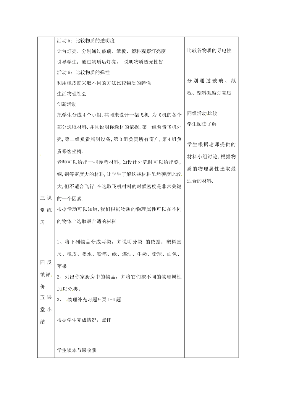 2015年春八年级物理下册 6.5 物质的物理属性教案 （新版）苏科版_第3页