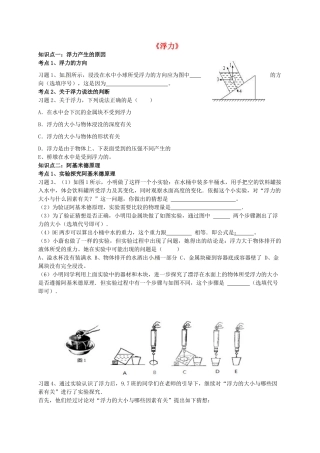 中考物理 浮力复习导学案 新人教版-新人教版初中九年级全册物理学案
