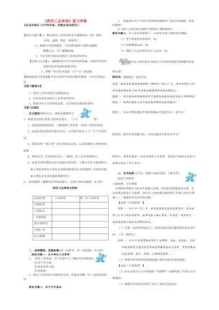 九年级历史上册 两次工业革命复习学案 人教新课标版