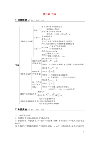高中物理 第八章 气体学案 新人教版选修3-3-新人教版高二选修3-3物理学案