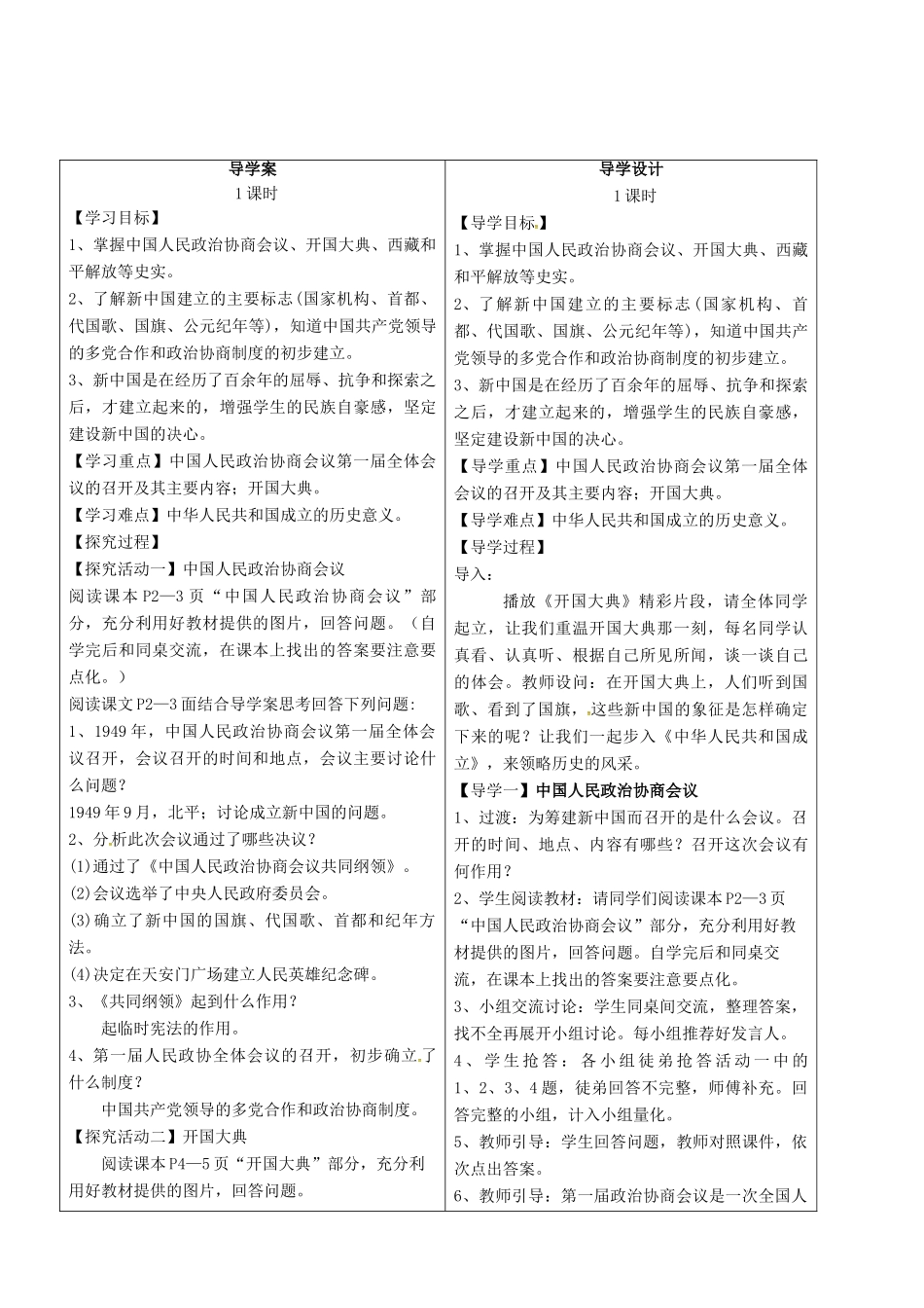 湖北省天门市八年级历史下册 第1单元 第1课 中华人民共和国成立导学案 新人教版-新人教版初中八年级下册历史学案_第2页