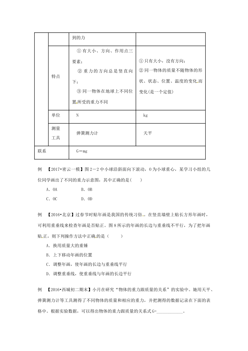 （北京专版）中考物理总复习 第02课时 力的概念 重力 摩擦力学案-人教版初中九年级全册物理学案_第3页