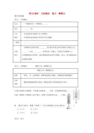 （北京专版）中考物理总复习 第02课时 力的概念 重力 摩擦力学案-人教版初中九年级全册物理学案