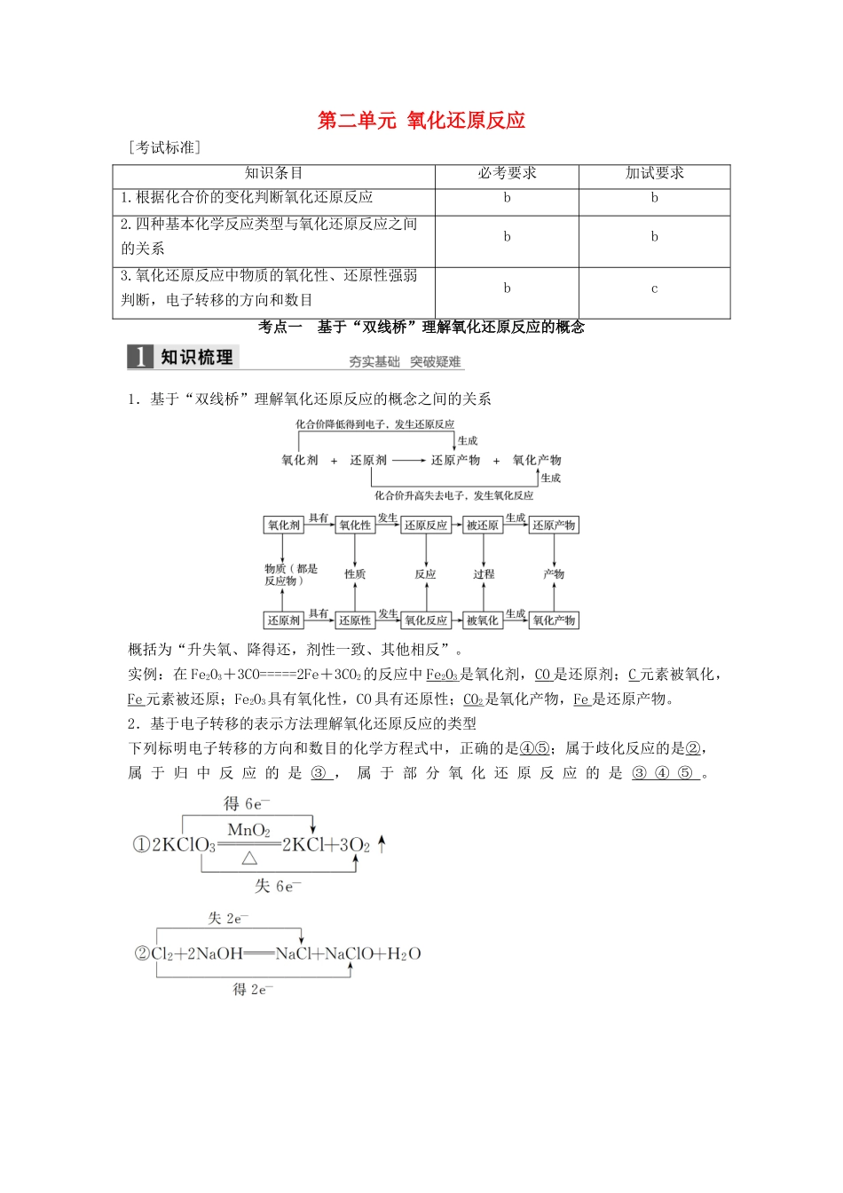 （浙江专用）高考化学一轮复习 专题2 离子反应和氧化还原反应 第二单元 氧化还原反应学案 苏教版-苏教版高三全册化学学案_第1页