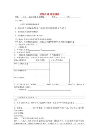九年级政治全册 11.2 抓住机遇 迎接挑战导学案 苏教版-苏教版初中九年级全册政治学案