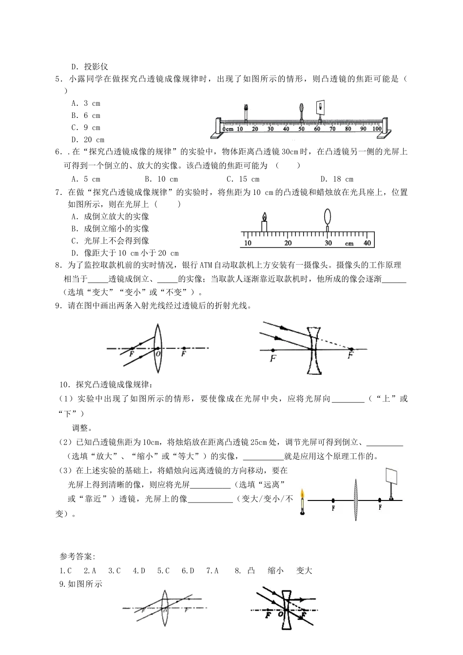 中考物理专题复习 透镜及其应用（一）学案-人教版初中九年级全册物理学案_第3页
