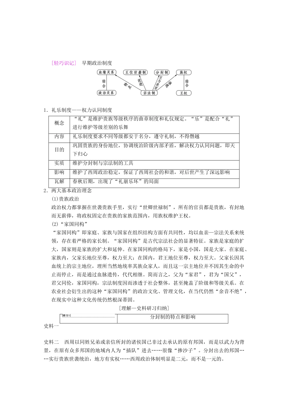 （通史版通用）高考历史一轮总复习 第1部分 中国古代史 第1单元 第1讲 先秦时期的政治、经济和思想文化学案-人教版高三全册历史学案_第3页