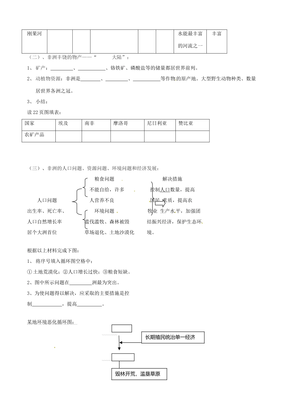 山东省胶南市隐珠街道办事处中学七年级地理下册《非洲—资源、经济、人口和国家》学案_第2页