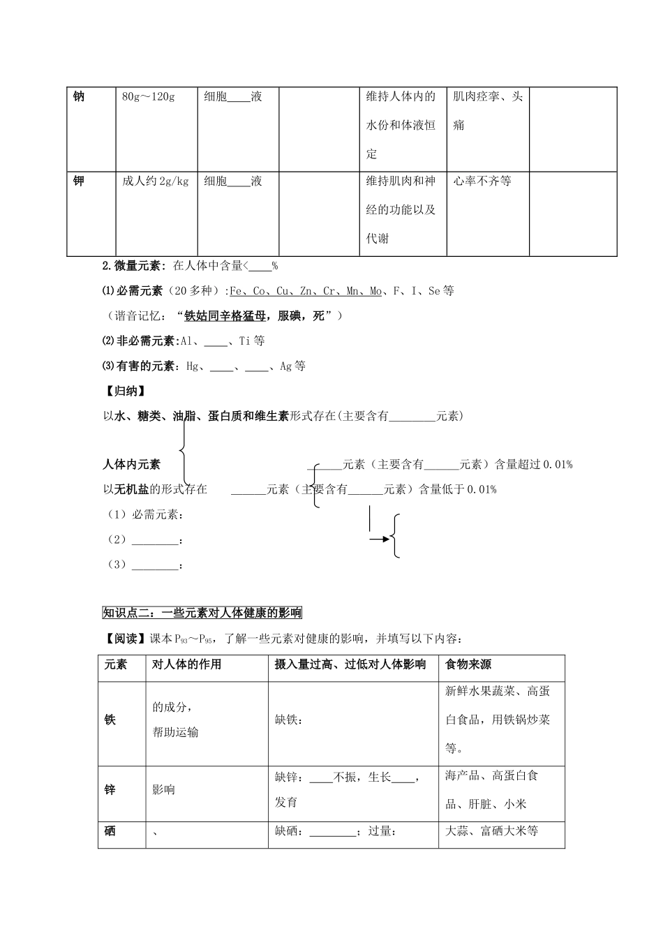 九年级化学下册 9.4 化学物质与健康导学案 （新版）粤教版-（新版）粤教版初中九年级下册化学学案_第2页