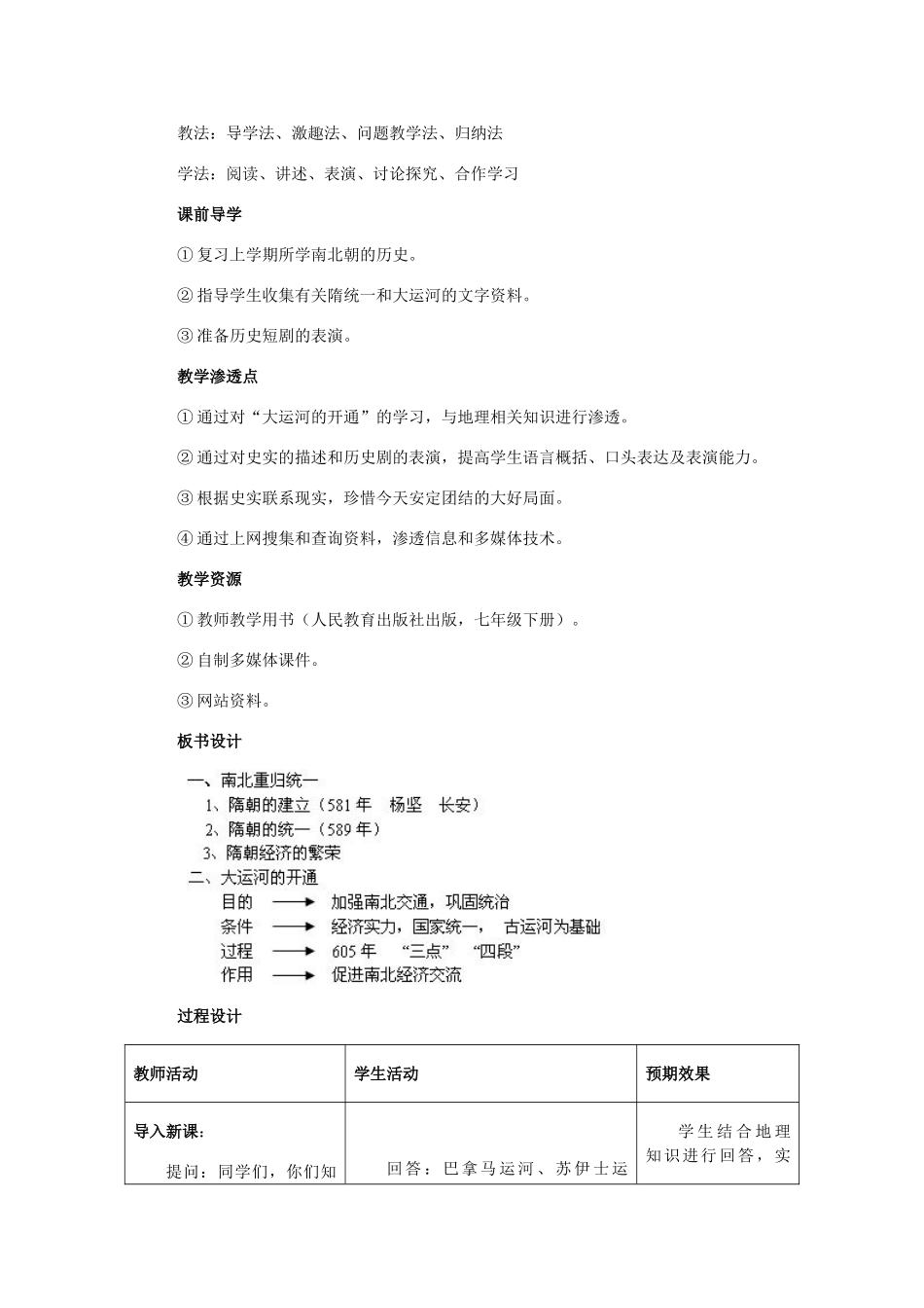 七年级历史下第1课 繁盛一时的隋朝 教案_第2页