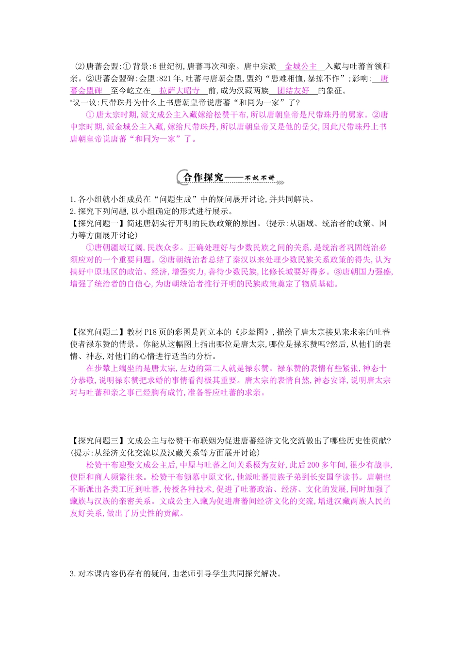 七年级历史下册 第四课《唐朝的民族关系》导学案 岳麓版-岳麓版初中七年级下册历史学案_第2页