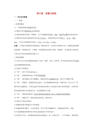 中考物理 专题6 质量与密度学案-人教版初中九年级全册物理学案