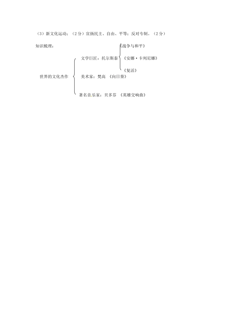 九年级历史上册 第23课 文学和艺术导学案 中华书局版-中华书局版初中九年级上册历史学案_第3页