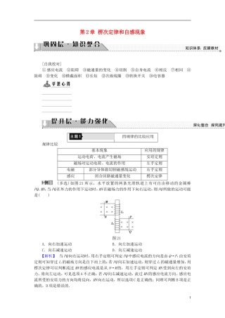 高中物理 第2章 楞次定律和自感现象章末分层突破教师用书 鲁科版选修3-2-鲁科版高中选修3-2物理学案