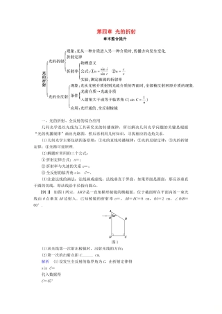 高中物理 第四章 光的折射章末整合提升学案 教科版选修3-4-教科版高二选修3-4物理学案